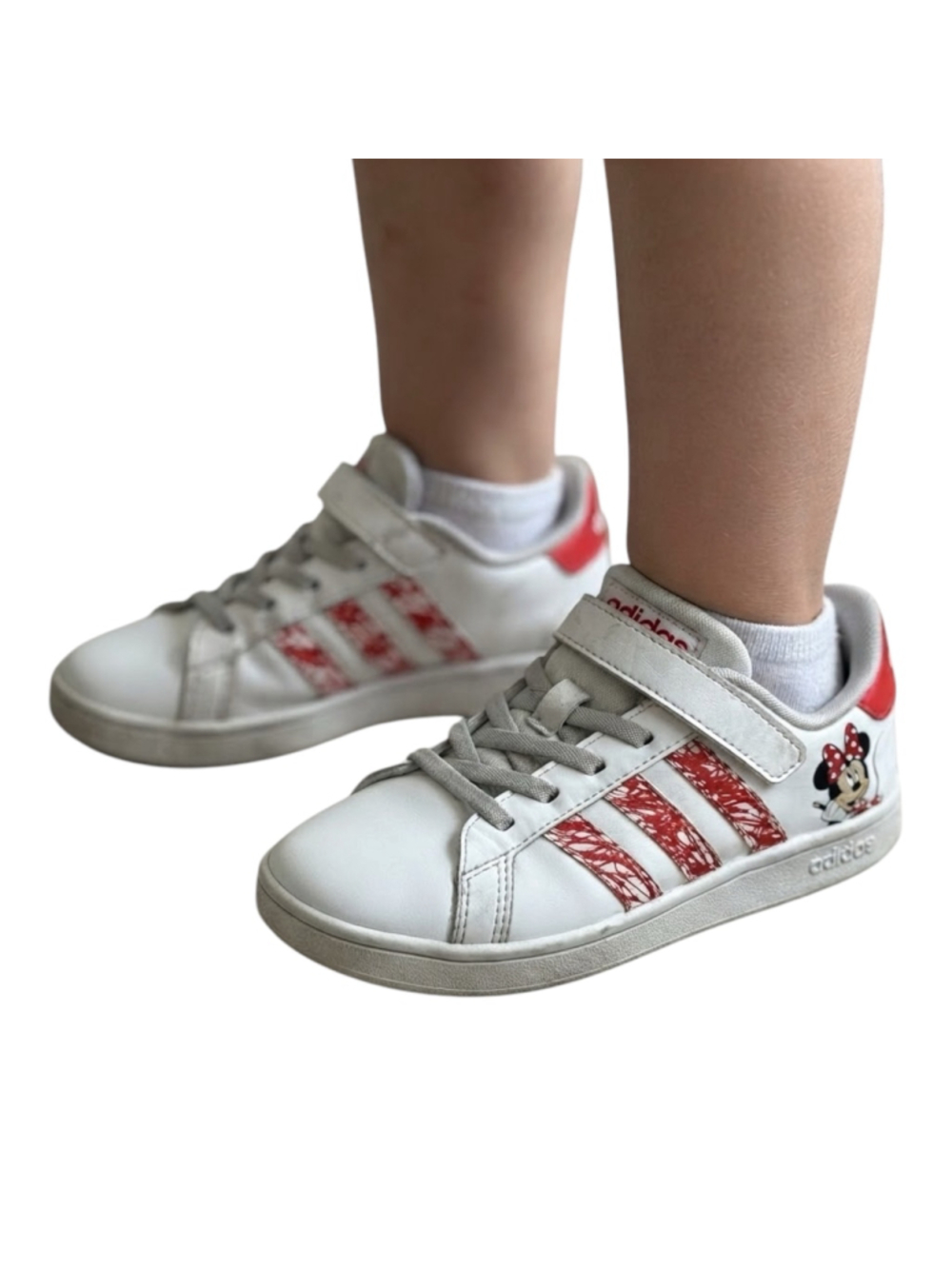 adidas x Disney Minnie Mouse Grand Court Kids Shoes Size 1.5 White Red